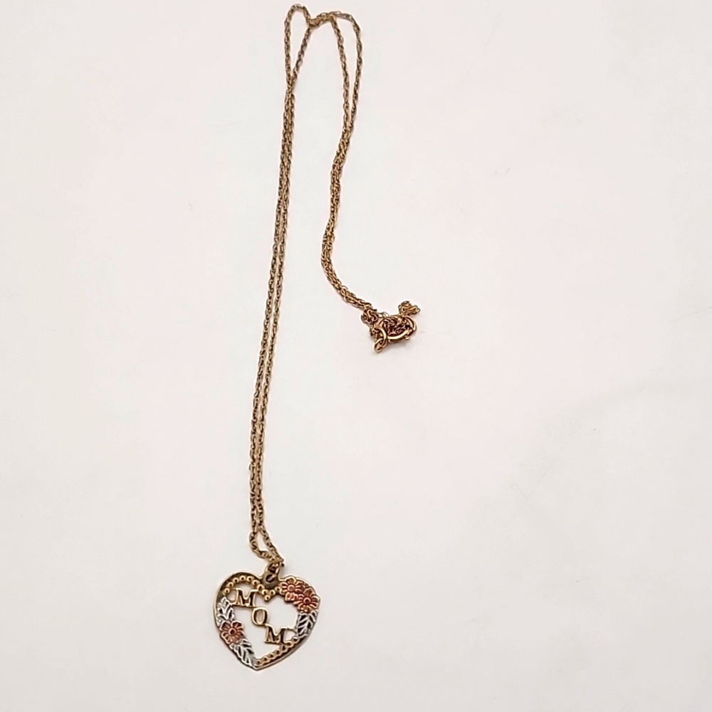 Vintage PPC Mom Heart Necklace 14k GF 16" Chain